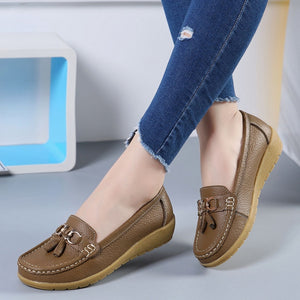 Leather Anti-Slip Flat Shoes Women Casual Shoes