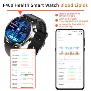 F400  1.55 Inch Screen Smart Watch Support ECG/ Blood Oxygen / Blood Sugar / 150+ Sports Mode