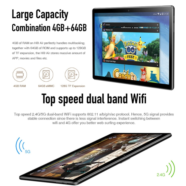 Android 8.0, MTK (Helio X27) Deca Core up to 2.1GHz, Support OTG, FM, Bluetooth, Dual Band WiFi, Network: 4G