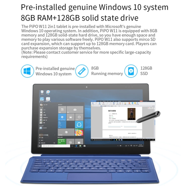 Windows 10 System, Intel Gemini Lake N4120 Quad Core Up to 2.6GHz, with Keyboard & Stylus Pen, Support Dual Band WiFi & Bluetooth & Micro SD Card