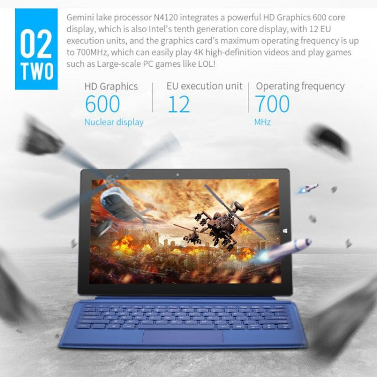 Windows 10 System, Intel Gemini Lake N4120 Quad Core Up to 2.6GHz, with Keyboard & Stylus Pen, Support Dual Band WiFi & Bluetooth & Micro SD Card, 8GB+128GB