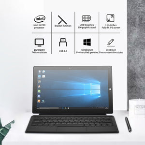 Windows 10, Intel Gemini Lake N4120 Quad Core Up to 2.6GHz, with Stylus Pen Not Included Keyboard, Support Dual Band WiFi & Bluetooth & Micro SD Card