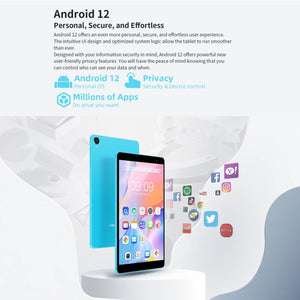 Android 12, Allwinner A33 Quad Core, Support Dual WiFi & Bluetooth & TF Card, Global Version Support Google Play, P80T 3GB+32GB