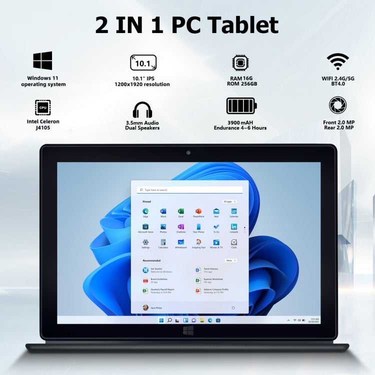 Windows 11, Intel Celeron J4105 Quad Core, Support TF Card & HDMI & Bluetooth & Dual WiFi, with Keyboard