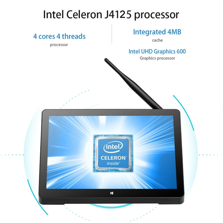 Windows 10 Intel Celeron J4125 Quad Core up to 2.7GHz, Support WiFi & BT & TF Card & HDMI & RJ45, US Plug