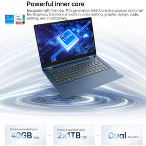 Windows 10 Professional Edition, Intel Core i5-1135G7 Quad Core up to 4.2GHz, Support WiFi 6 & Bluetooth & HDMI, US Plug (Blue)