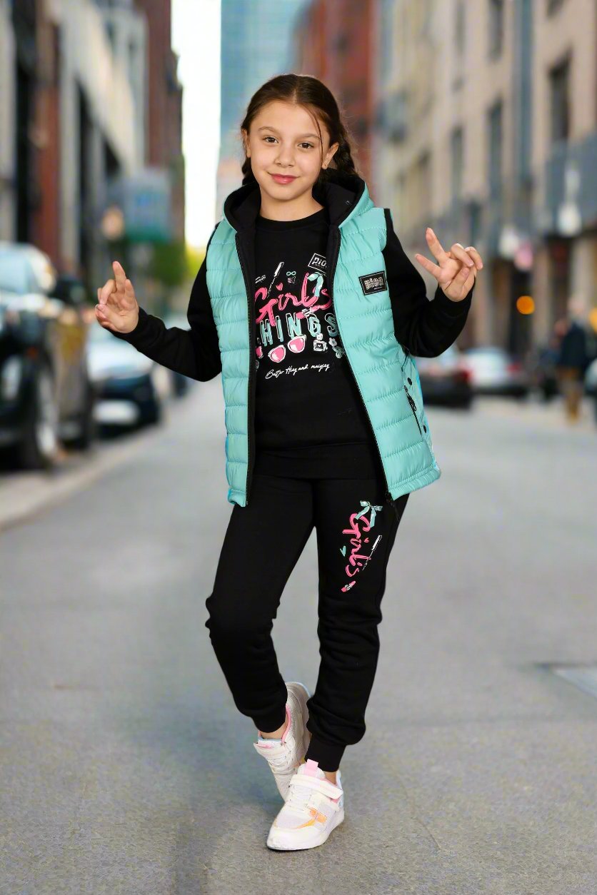 5 to 9 Years 3 in 1 Girls Sportwear Tracksuit, Jacket, Trouser and Sweatshirt  , M303