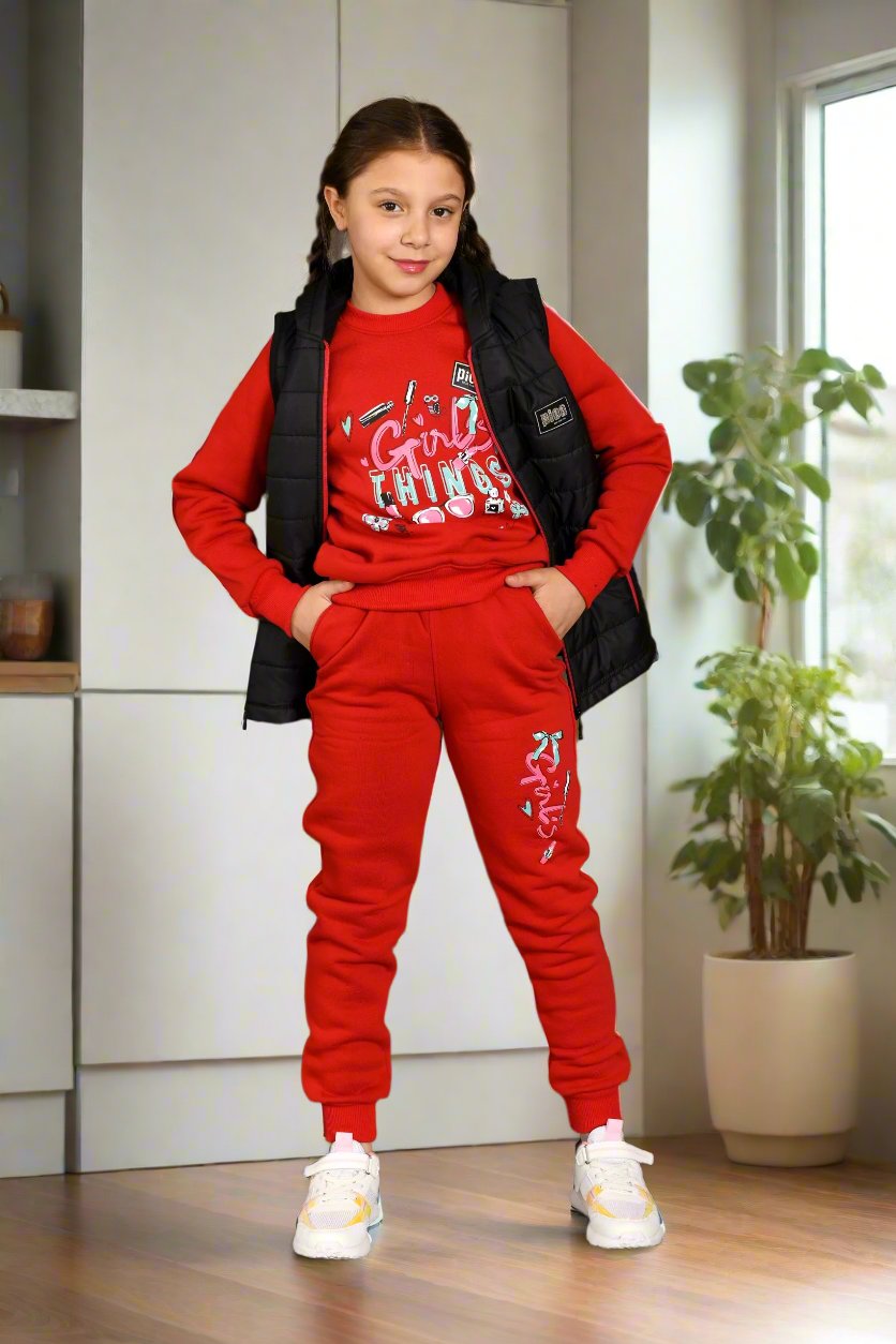 5 to 9 Years 3 in 1 Girls Sportwear Tracksuit, Jacket, Trouser and Sweatshirt  , M303