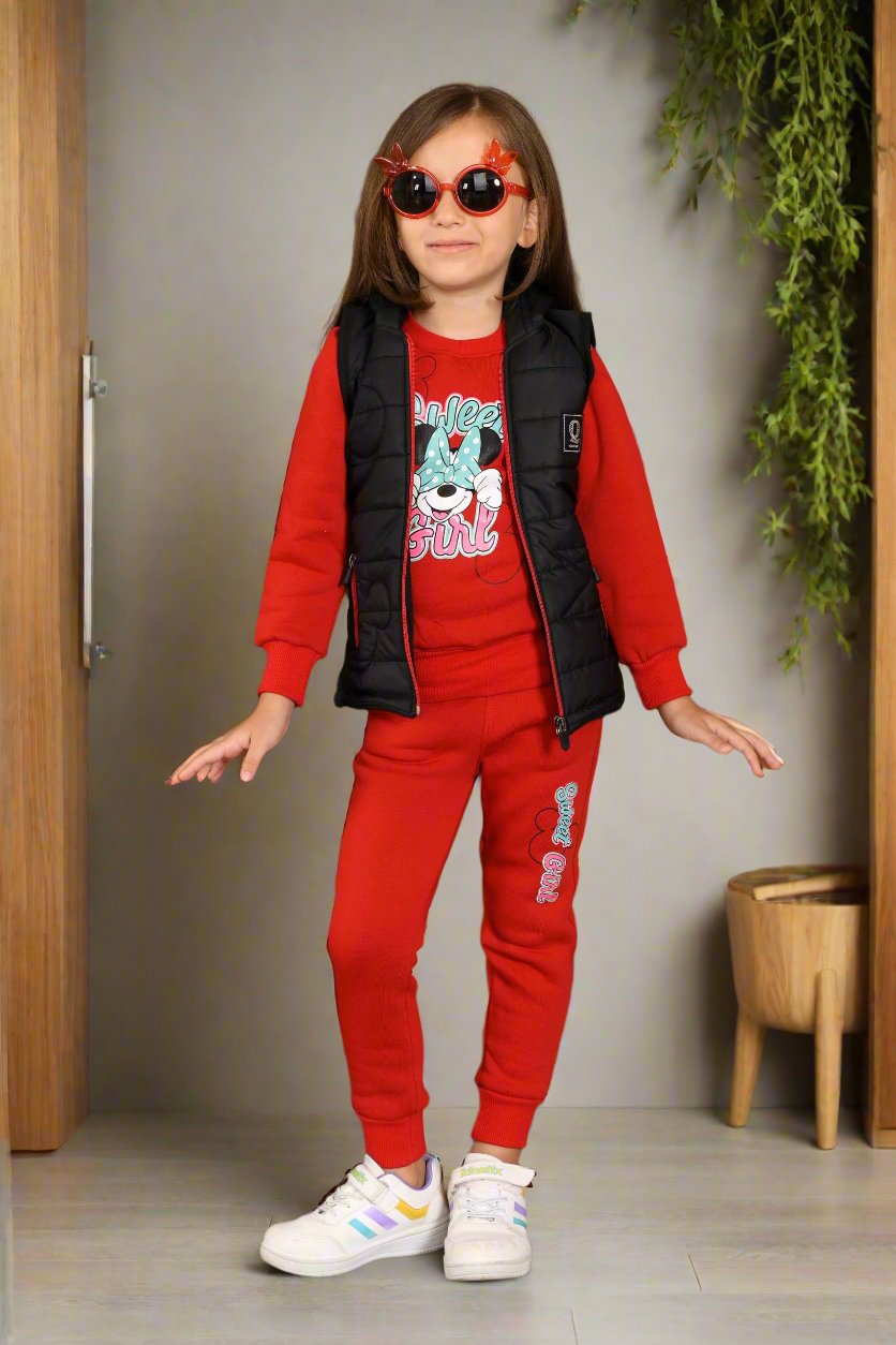 1 to 4 Years , 3 in 1 Girls Sportwear Tracksuit, Jacket, Trouser and Sweatshirt  , M303