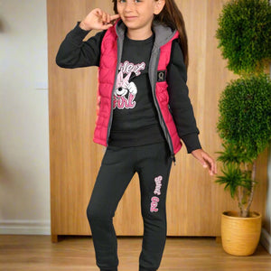 1 to 4 Years , 3 in 1 Girls Sportwear Tracksuit, Jacket, Trouser and Sweatshirt  , M303