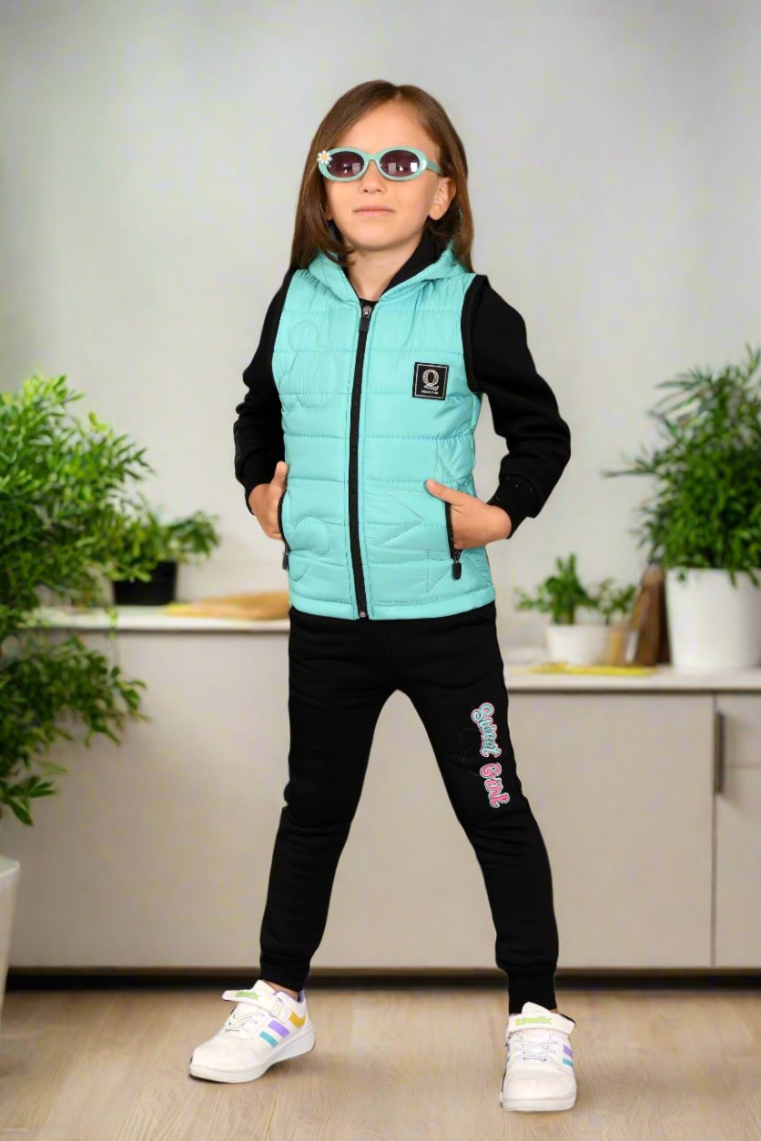 1 to 4 Years , 3 in 1 Girls Sportwear Tracksuit, Jacket, Trouser and Sweatshirt  , M303