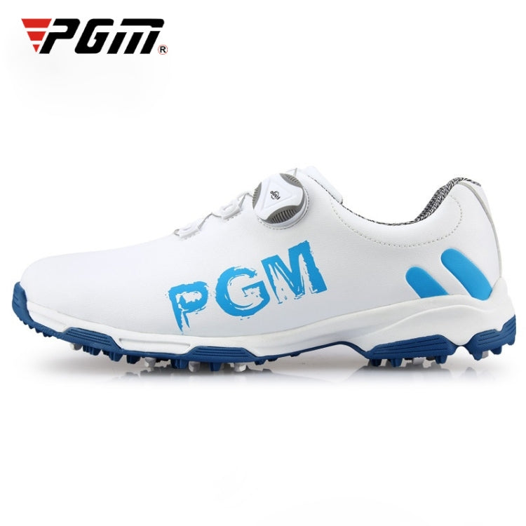 PGM Golf Rotating Buckle Waterproof Microfiber Leather Breathable Non-slip Sneakers for Men(Color:White Green Size:45)