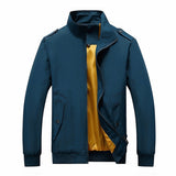 Solid Color Collage Long Sleeve Stand Collar Men Jacket