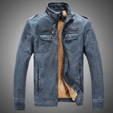 Men Plus Velvet Loose Leather Jacket Coat