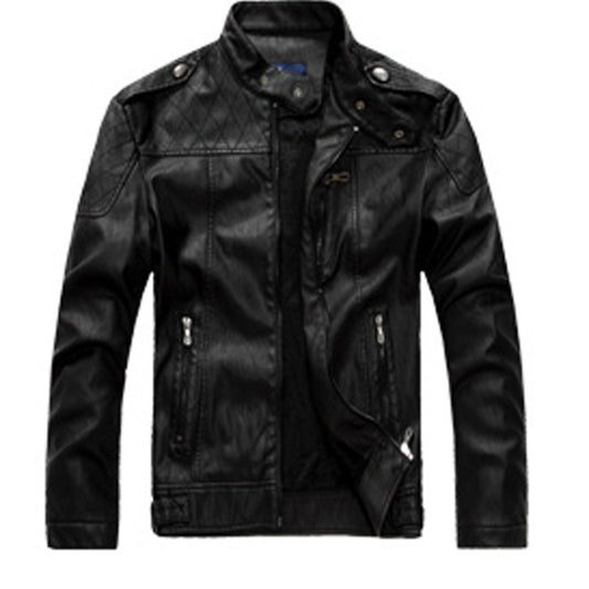 Men Plus Velvet Motorcycle Jacket Coat (Color:Coffee Size:XXXL), M, L, XL, XXL, XXXL, 4XL