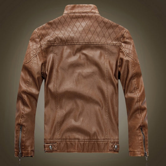 Men Plus Velvet Motorcycle Jacket Coat (Color:Coffee Size:XXXL), M, L, XL, XXL, XXXL, 4XL