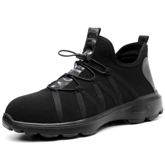 Jiefu Light And Breathable Flying Fabric All Black Anti Smashing And Anti Piercing Electrical Insulation Protection Safety Shoes
