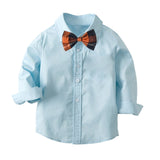 Boys Cotton Long-sleeved Shirt + Suspenders Trousers Suit