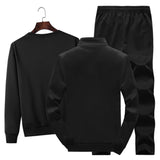 3 in 1 Autumn Thin Velvet Round Neck Bottoming Shirt + Stand Collar Cardigan Jacket + Trousers Casual Sports Suit for Men