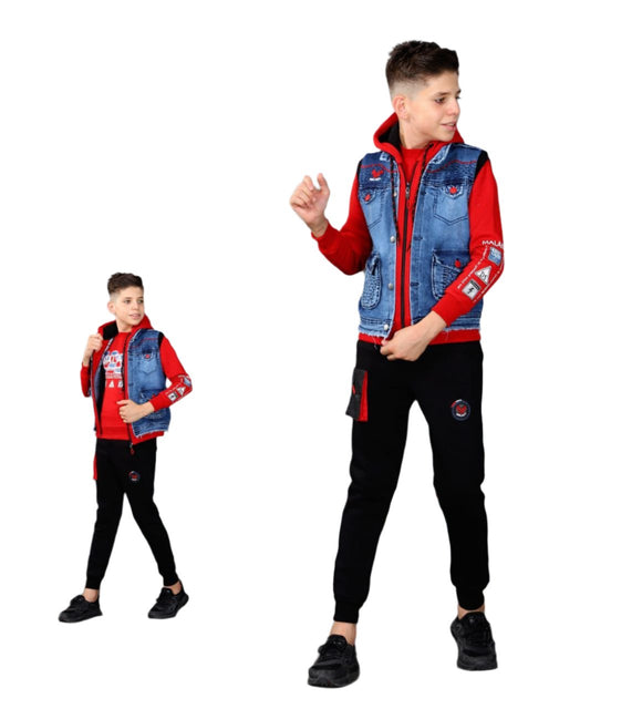 10 to 16 years 3 in 1  Boys Tracksuit, Trousers, Jacket and Sweatshirt, 10 to 16 Years  M560