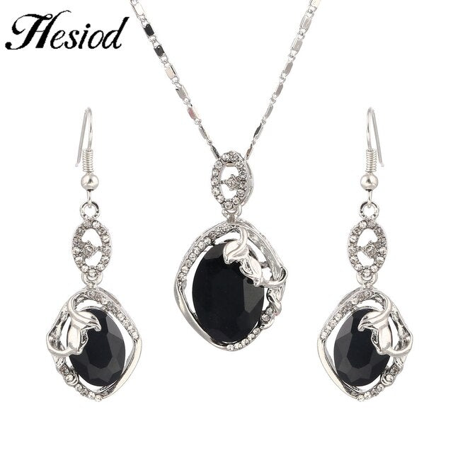 Lovely Rhinestone Shiny Necklace and Earring  Set For Women