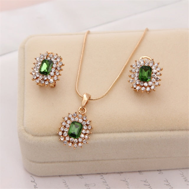 Lovely Rhinestone Shiny Necklace and Earring  Set For Women